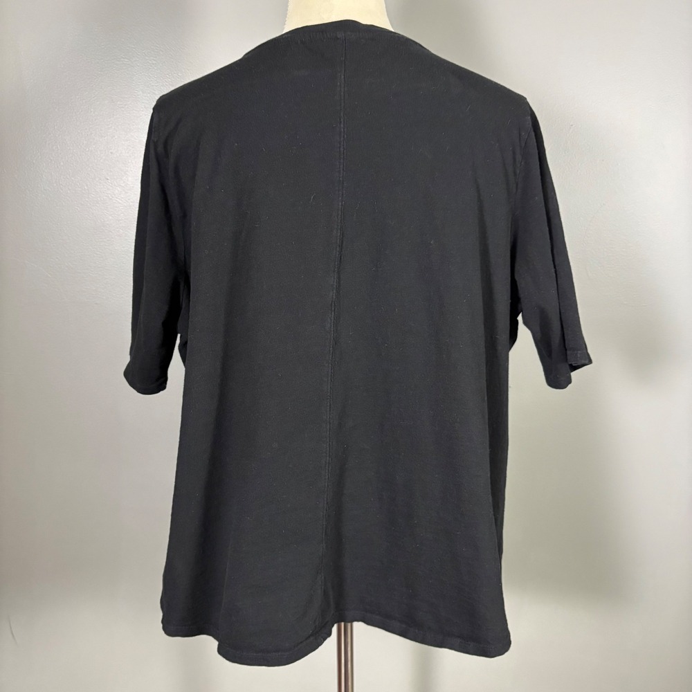 EILEEN FISHER Women's 1X Organic Cotton Tee Black Basic Boxy Comfort Everyday - Picture 3 of 9